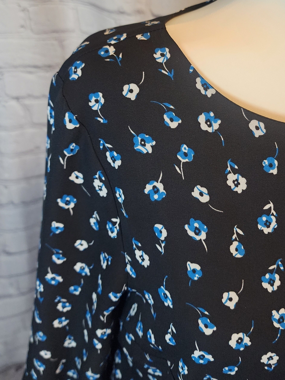 Banana Republic Black Dress with Blue and White Floral Print - Picture 4 of 5